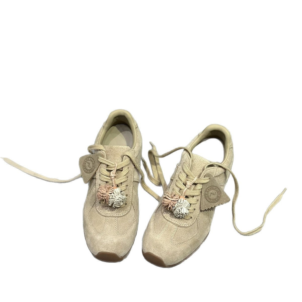 Damen Sneaker atmungsaktiv mit Pompon Detail Sportlich