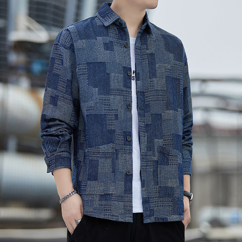 Herren Langarmhemd Modern Grafisches Muster Berlin Style - BerlinGlamour