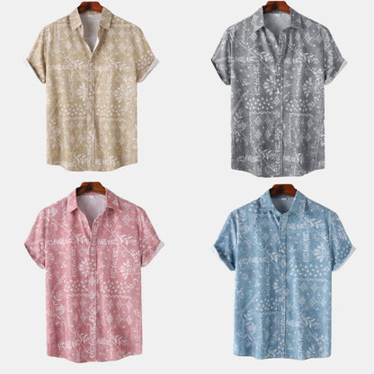 Herren Kurzarmhemd Modern Floral Leger - BerlinGlamour
