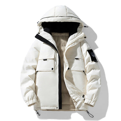 Herren Winterjacke Warm Gefüttert mit Kapuze und Taschen