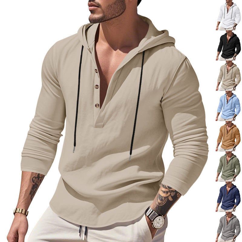 Herren Kapuzenpullover atmungsaktiv mit Knöpfen