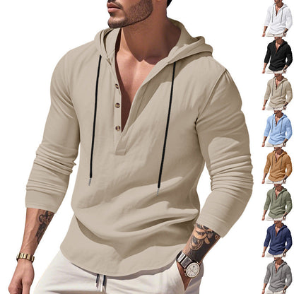 Herren Kapuzenpullover atmungsaktiv mit Knöpfen