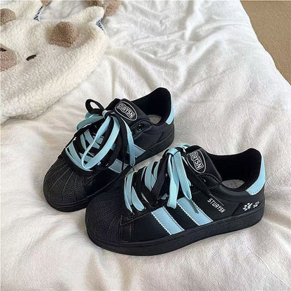 Damen Sneaker Retro Sportlich mit Schnürsenkeln