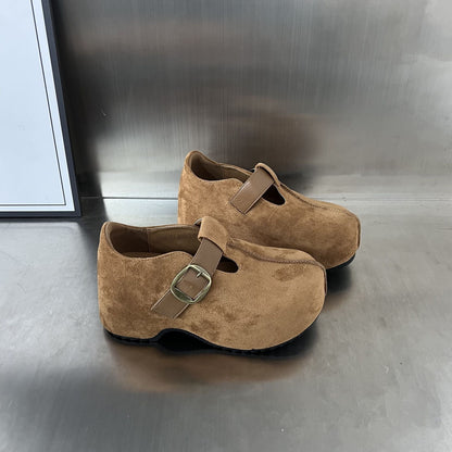 Damen Clogs Komfortabel Wildleder Schnallenverschluss Modern