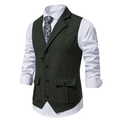Herren Anzugweste Herringbone Stoff Elegant Modern