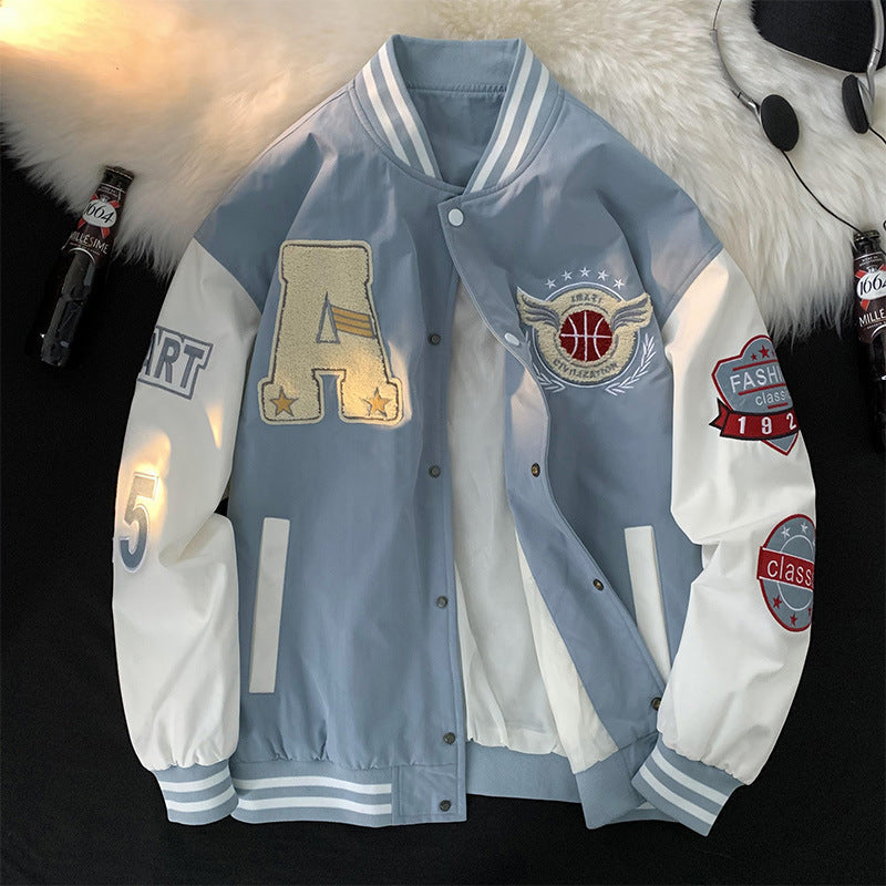 Herren Collegejacke Sportlich Atmungsaktiv Mit Stickerei