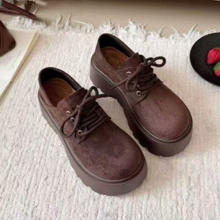 Damen Plattform Schuhe Plüschgefüttert Lässig Schnürsenkel