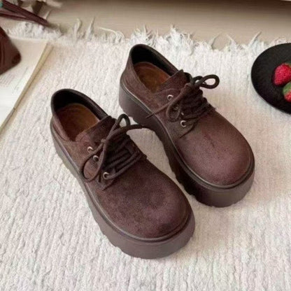 Damen Plattform Schuhe Plüschgefüttert Lässig Schnürsenkel