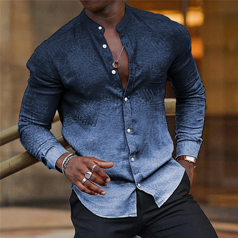 Herren Langarmhemd Stehkragen Elegant Modern - BerlinGlamour