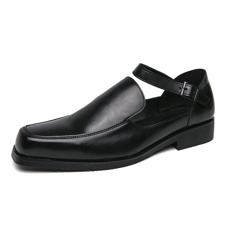 Damen Lederschuhe Elegantes Design Schnallenverschluss Schwarz