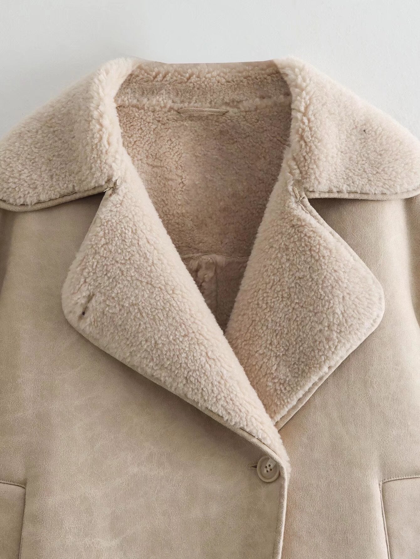 Winterjacke Veloursleder Optik Fleece Futter Luxus