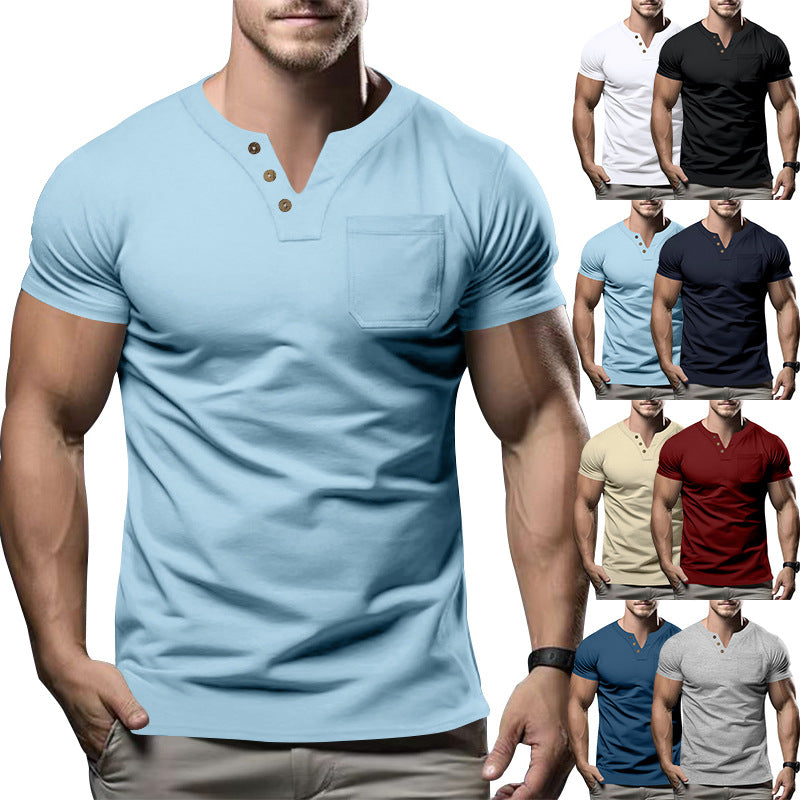 Herren Kurzarmshirt Modern mit Knopfleiste und Brusttasche - BerlinGlamour