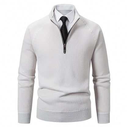 Herren Pullover Hochkragen Reißverschluss Struktur Optik Modern
