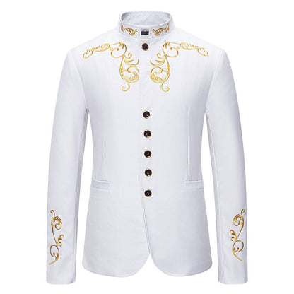 Herren Blazer Elegant Gold Stickerei Modern