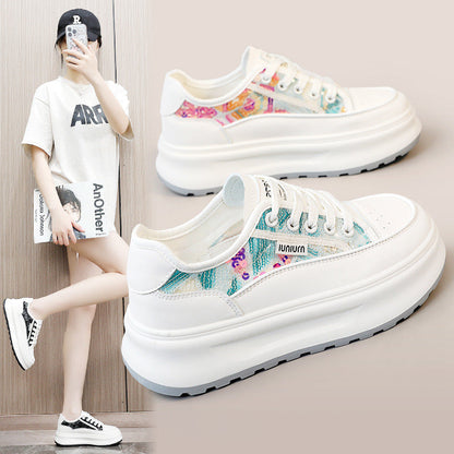 Damen Plateau Sneaker High Heel Sportschuh Trendy