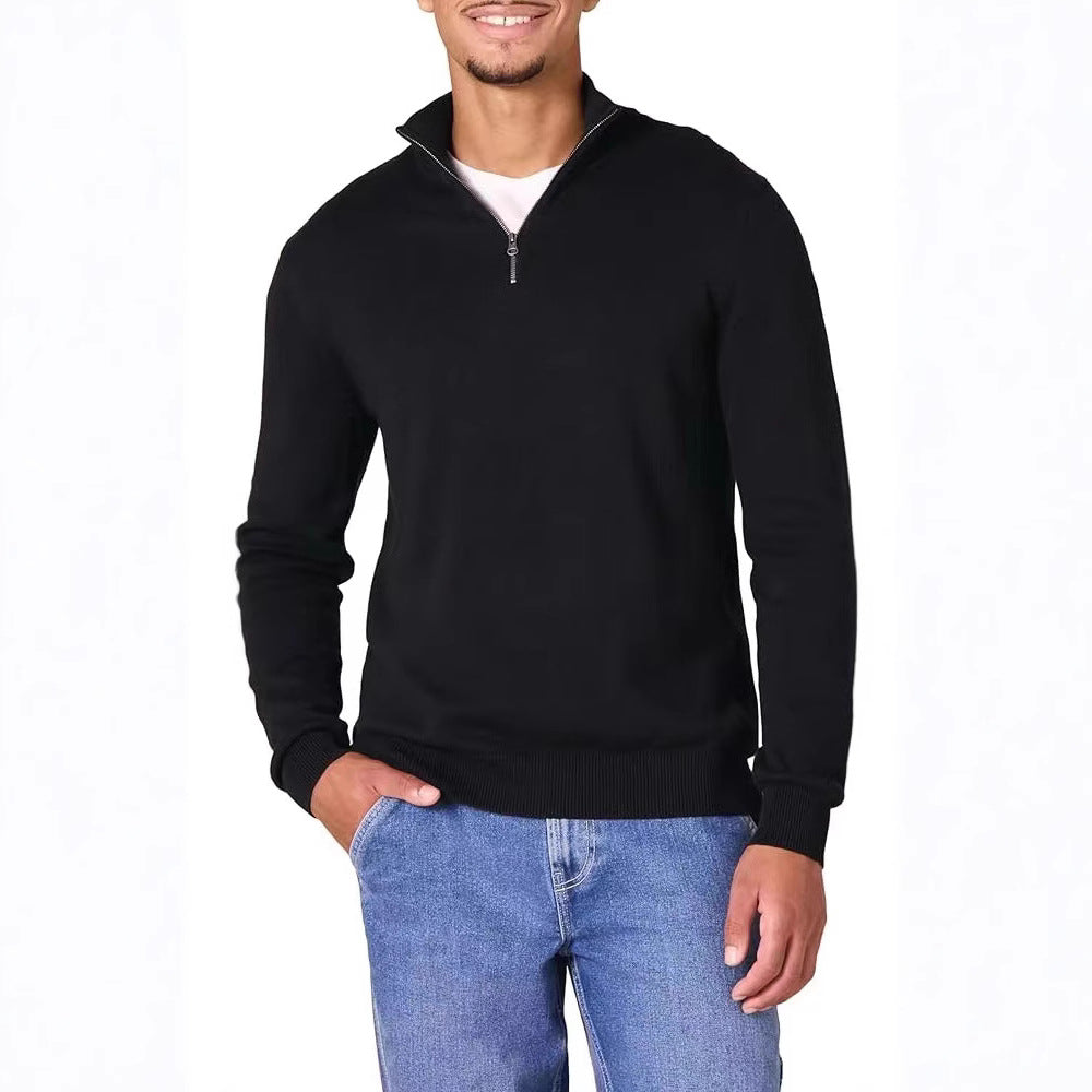 Herren Pullover Modern Mit Stehkragen Reißverschluss