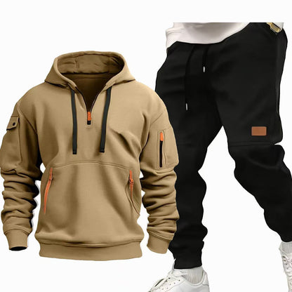 Herren Sportset Hoodie und Jogginghose Set Grau Funktionell