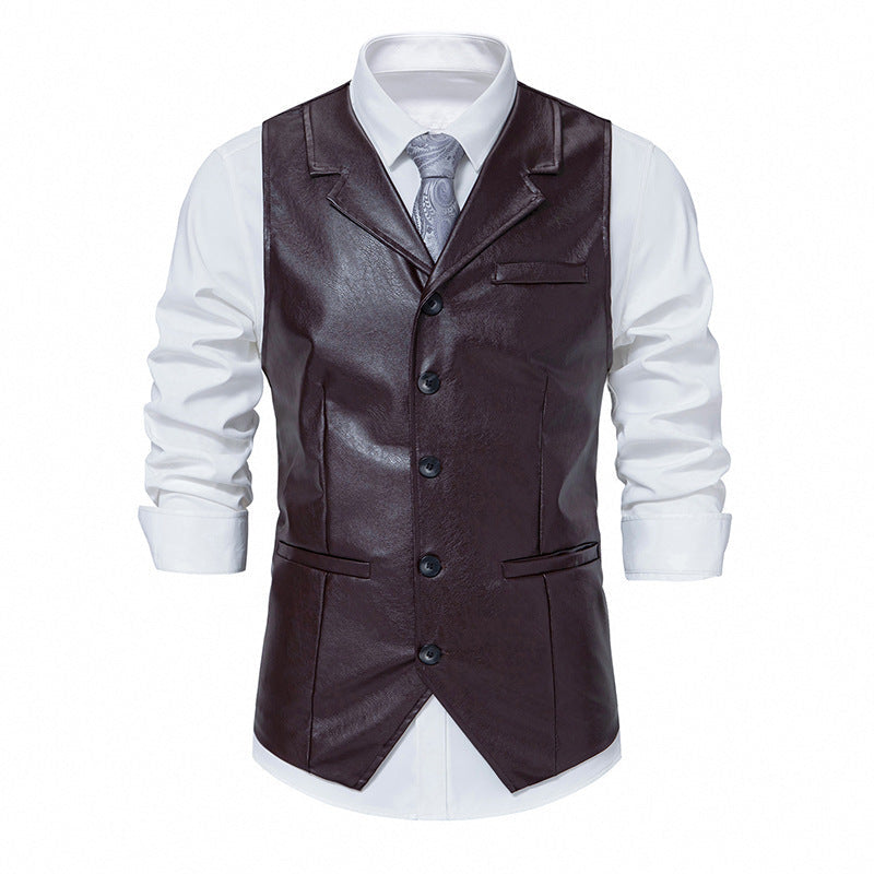Herren Lederweste Elegant Lederschwarz Modern