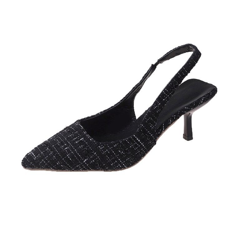 Damen Slingback Pumps Hochhackig Stoffmix Elegant