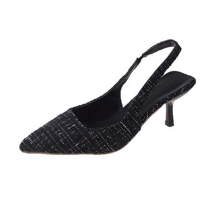 Damen Slingback Pumps Hochhackig Stoffmix Elegant