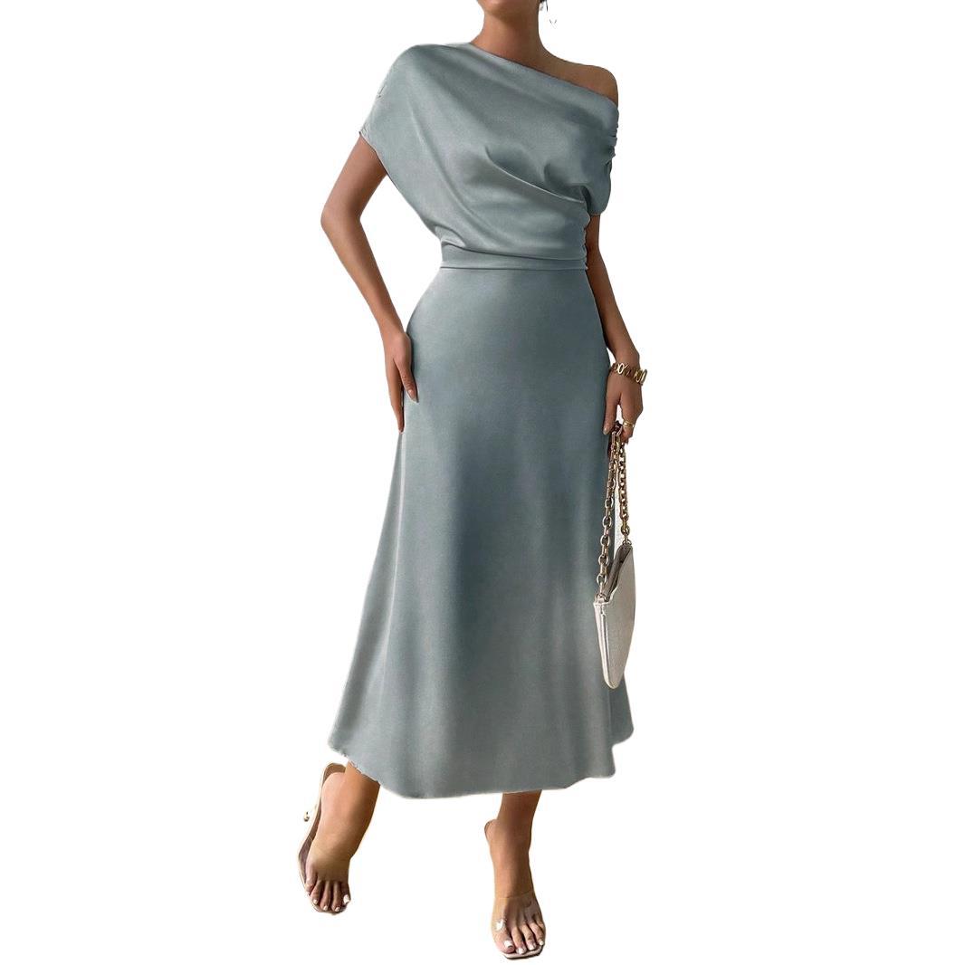 Elegantes Abendkleid Damen Asymmetrisch Fließend