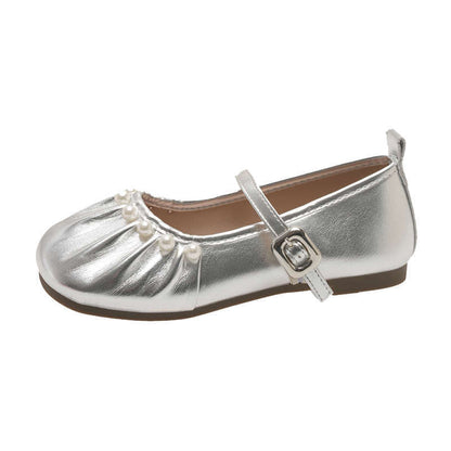 Damen Ballerinas Elegante Riemchen Schuhe Perlmutt Detail