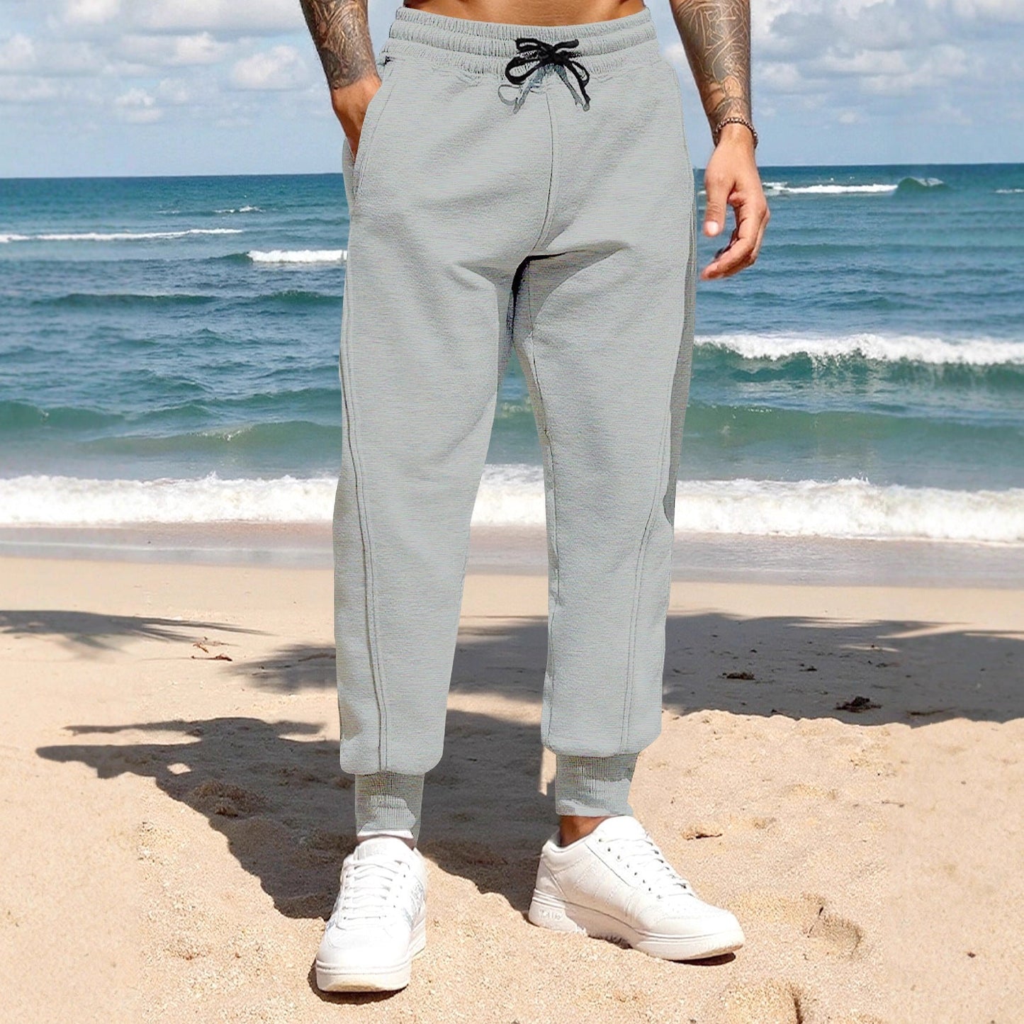 Herren Sport Hose Elastisch Mit Seitentaschen