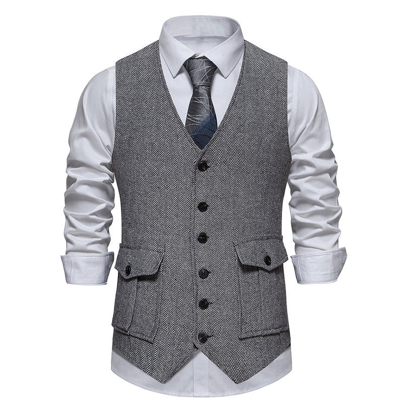 Herren Weste Fischgratmuster Elegante Schlicht