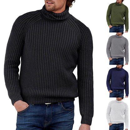Herren Pullover Grobstrick Strukturiert Hochkragen Modern - BerlinGlamour