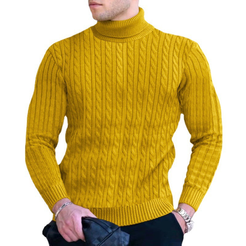 Herren Strickpullover Eleganter Stehkragen Zopfmuster Modern