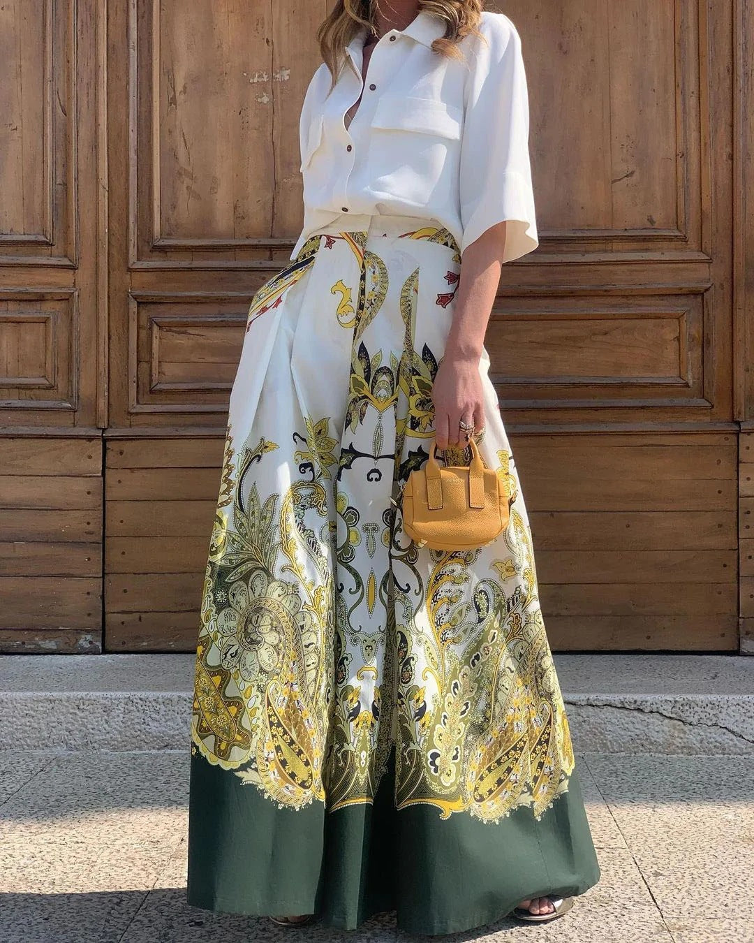 Weite Damen Hose Palazzo Style Großes Muster
