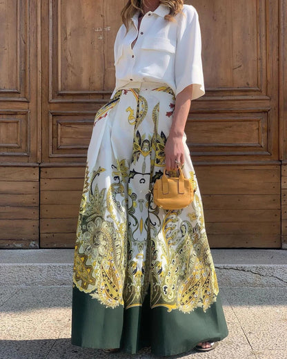 Weite Damen Hose Palazzo Style Großes Muster