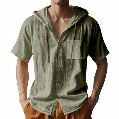 Herren Hoodie Kurzarm mit Brusttasche Sportlich Casual