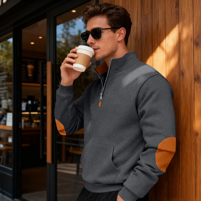 Sportlicher Herren Pullover Stehkragen Reißverschluss Modern