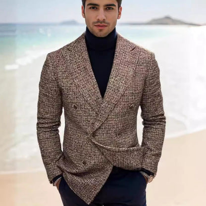 Herren Blazer Kariert Elegant Modern mit Doppelknöpfen
