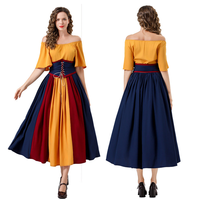 Damen Maxikleid Elegant Tailliert Schnüren Ärmel Lang