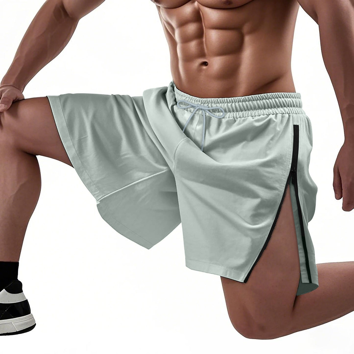Herren Sportshorts Elastisch Mit Reißverschluss