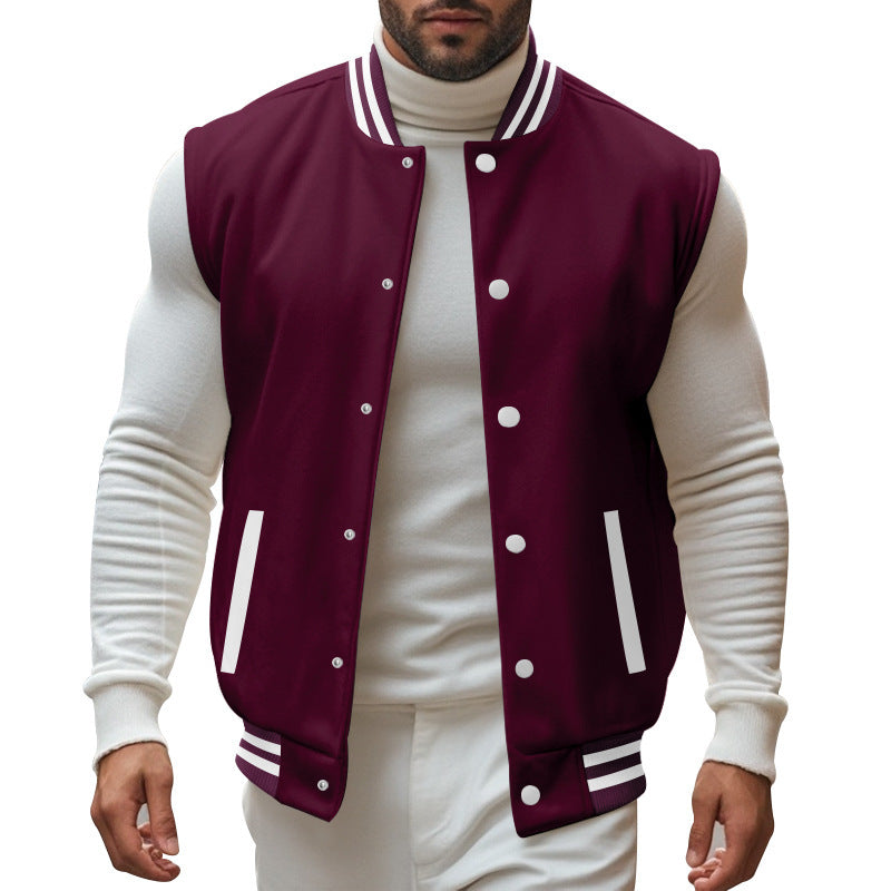 Herren Baseballjacke Sportlich Mit Taschen Kontrast