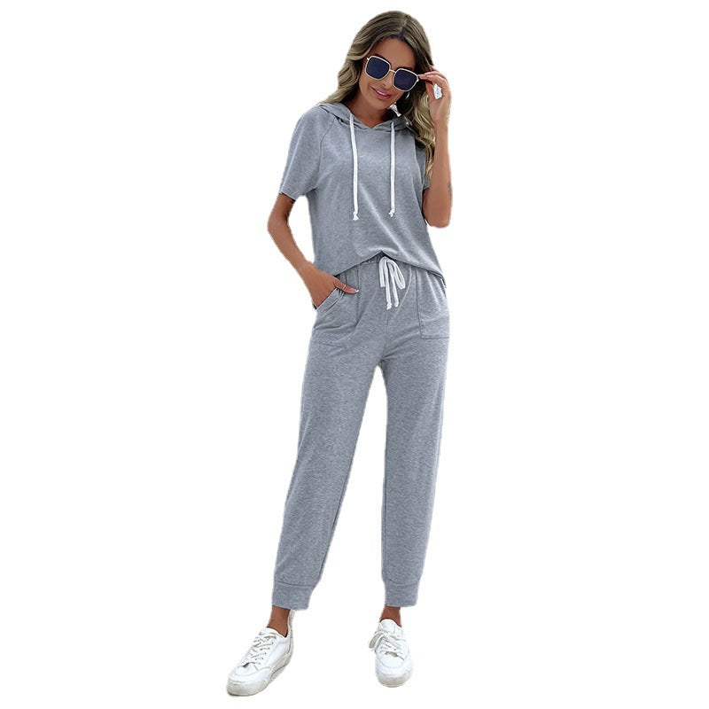 Damen Jumpsuit Bequem Kurzarm Mit Kordelzug