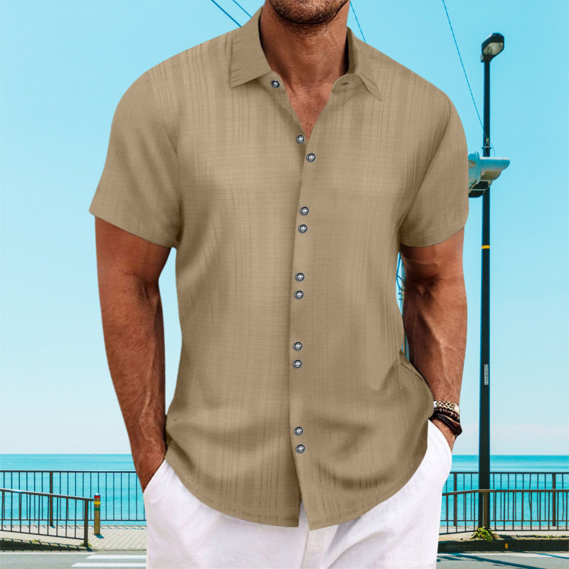 Herren Kurzarmhemd Elegantes Design Knopfleiste Modern