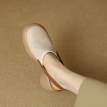 Damen Clogs atmungsaktiv mit Blockabsatz Elegant Bequem
