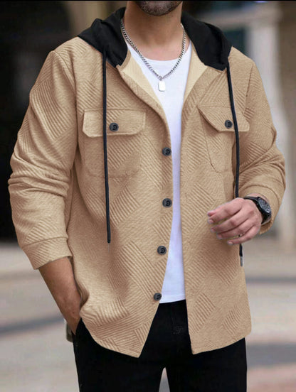 Herren Outdoor-Jacke lässig mit Kapuze und Muster