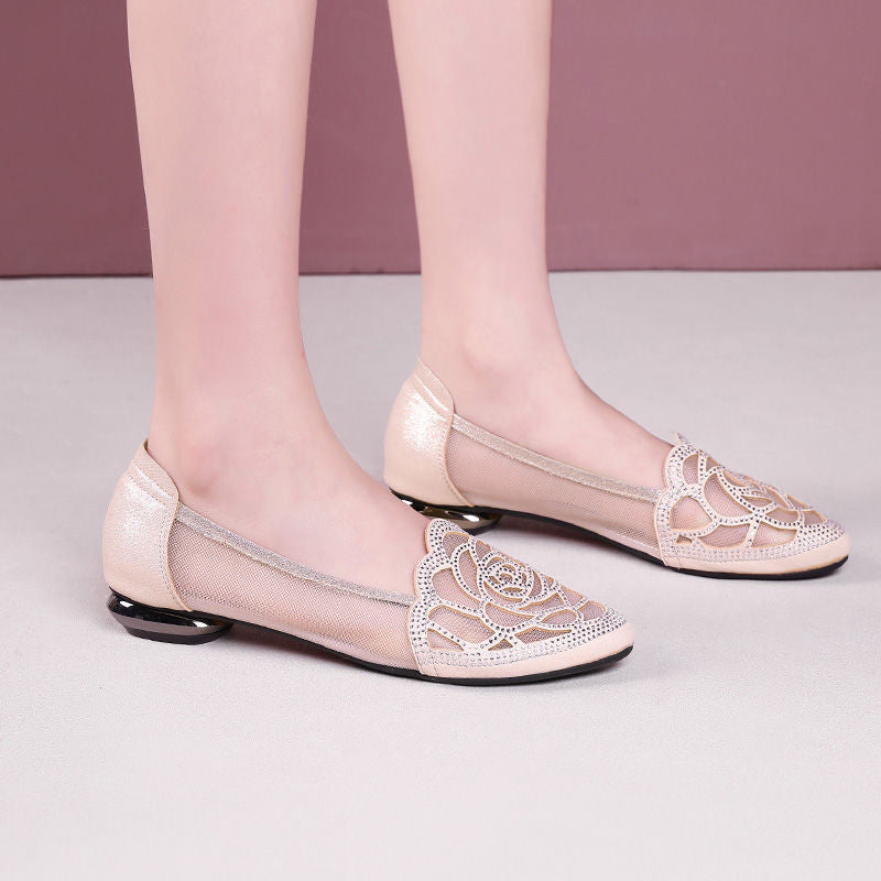 Damen Ballerinas mit Spitze Flach und Elegant