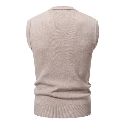 Herren Strickjacke Ärmellos V-Ausschnitt Strukturiert Modern