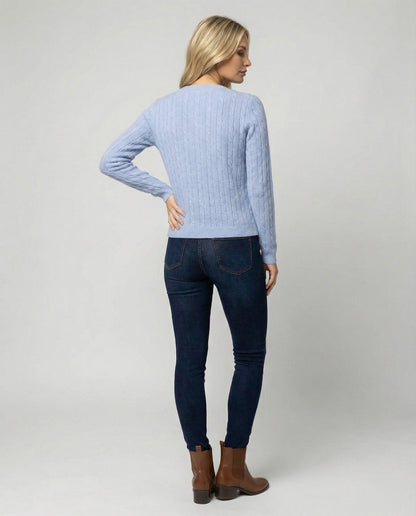 Damen Cardigan Kurz Zopfmuster Rundhals Modern