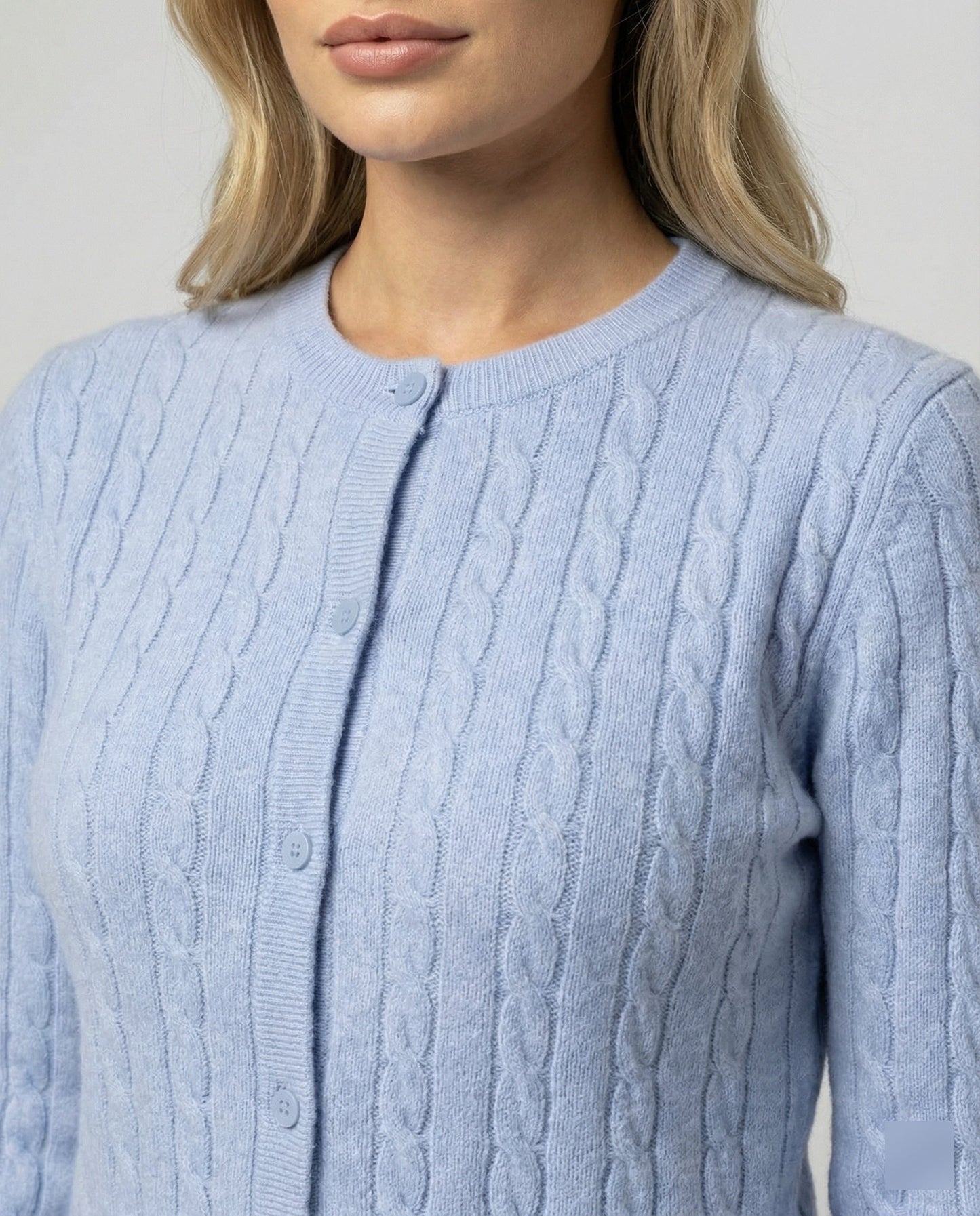 Damen Cardigan Kurz Zopfmuster Rundhals Modern