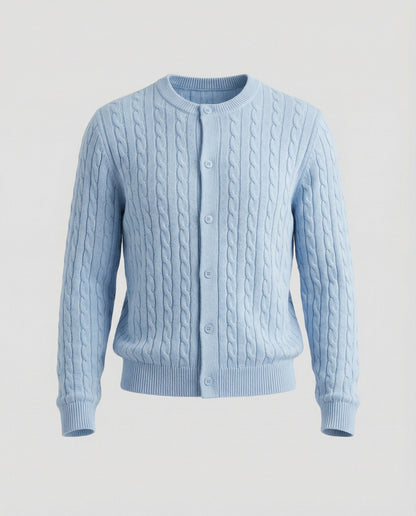 Damen Cardigan Kurz Zopfmuster Rundhals Modern