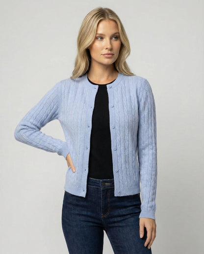 Damen Cardigan Kurz Zopfmuster Rundhals Modern - BerlinGlamour