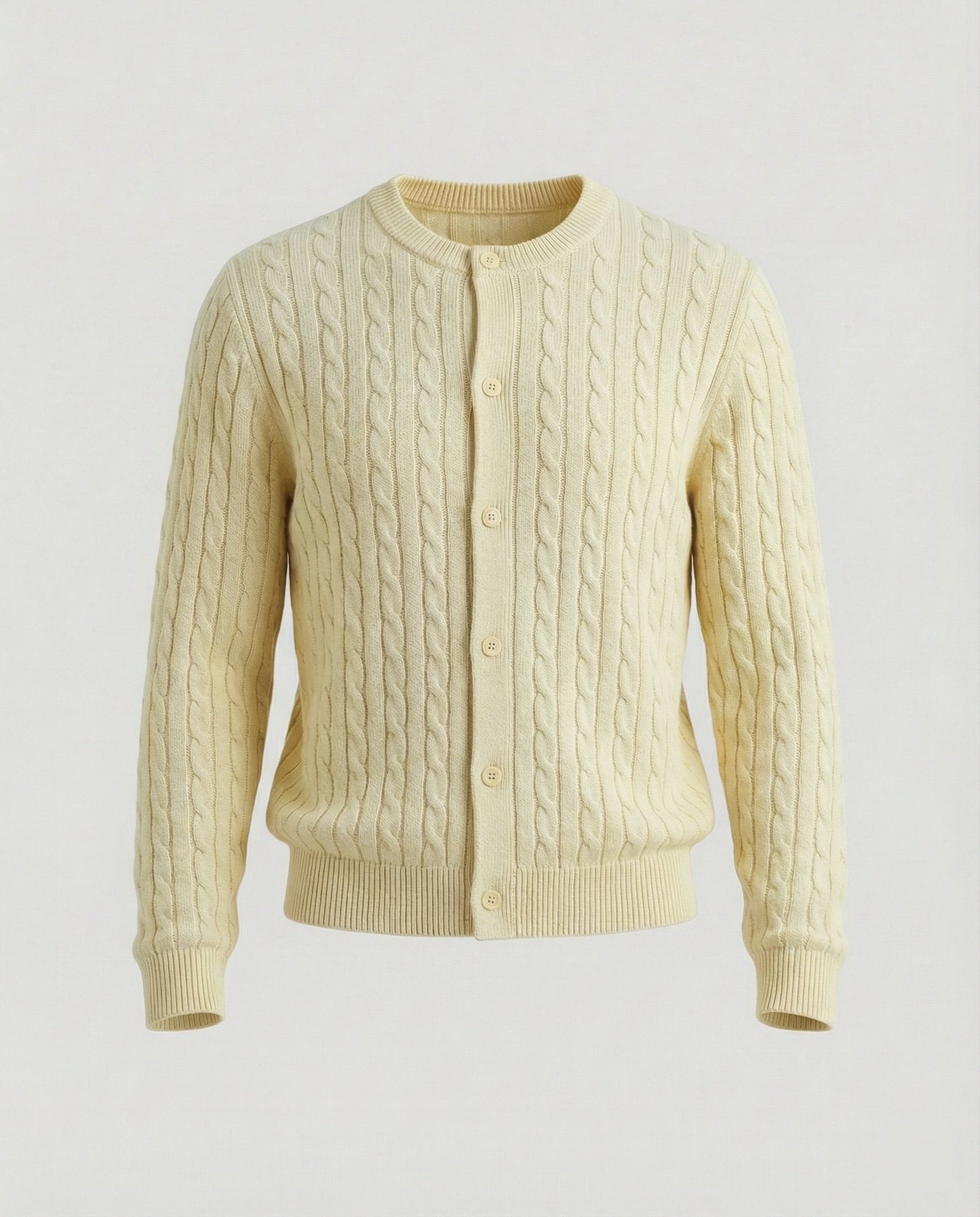 Damen Cardigan Kurz Zopfmuster Rundhals Modern