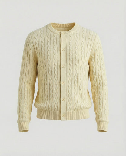 Damen Cardigan Kurz Zopfmuster Rundhals Modern
